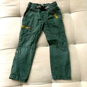 OSH KOSH Boys Green Convertible 2-in1 Cargo Pants w/Gold Zippers(Size 4T)